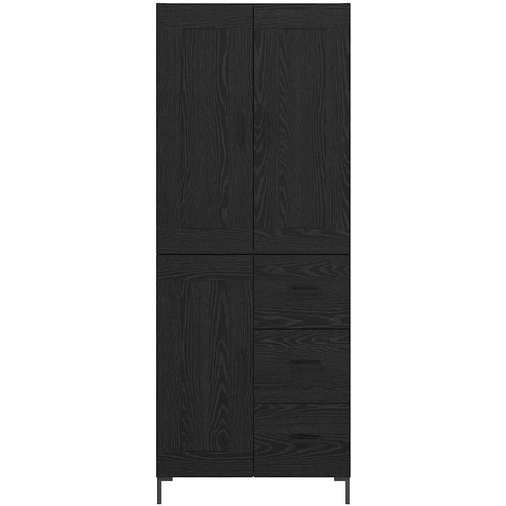 Credenza con cassetto 2 pcs Rovere Nero Legno multistrato - Foto 8