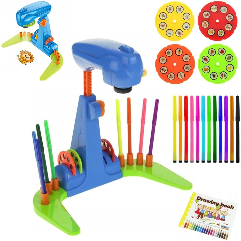 Proiettore da disegno, proiettore da tavolo per apprendimento, diapositive, pennarelli per bambini, 32 design - Foto 1