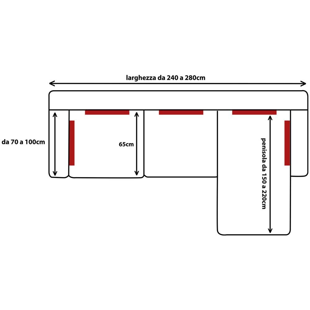 Copridivano Con Penisola Chaise Longue Tinta Unita Panna Mod Capri Destra Panna - Foto 7
