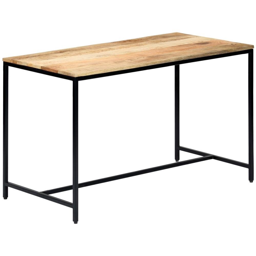 vidaXL Legno Massello di Mango Tavolo da Pranzo Rotondo Elegante Stile Industriale Robusto Arredo Cucina Laccato 120x76 cm Gambe in Acciaio