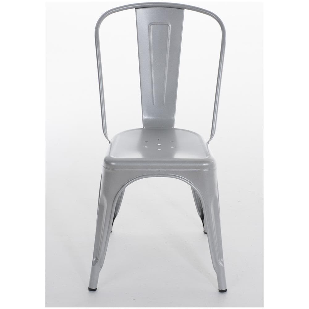 Sedia Impilabile in Metallo Benedikt - Sedia Bar o Cucina Stile Industria - Sedia Pranzo Design Scandinavo Laccata con Alto Schienale I Altezza Seduta 46 cm I Portata Max 200 kg Argento - Foto 2