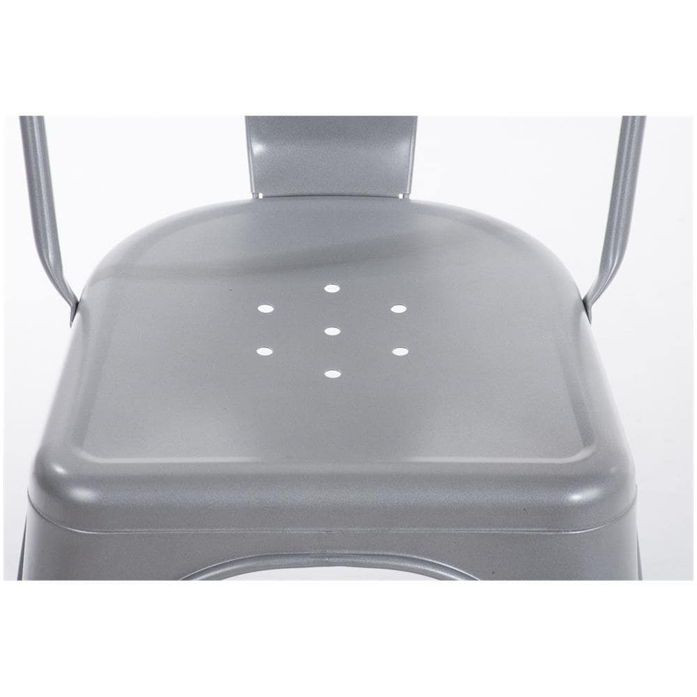 Sedia Impilabile in Metallo Benedikt - Sedia Bar o Cucina Stile Industria - Sedia Pranzo Design Scandinavo Laccata con Alto Schienale I Altezza Seduta 46 cm I Portata Max 200 kg Argento - Foto 5