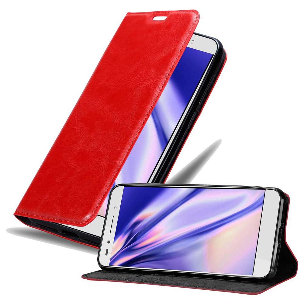 Custodia Compatibile Con Honor 7 In Rosso Mela - Coperchio Protettiva Con Chiusura Magnetica, Funzione Stand E Tasca Per Le Carte - Foto 1