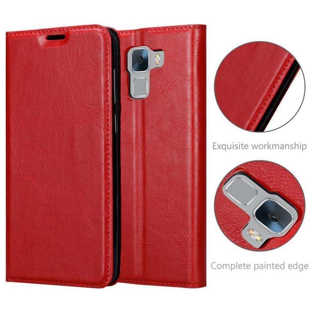 Custodia Compatibile Con Honor 7 In Rosso Mela - Coperchio Protettiva Con Chiusura Magnetica, Funzione Stand E Tasca Per Le Carte - Foto 8