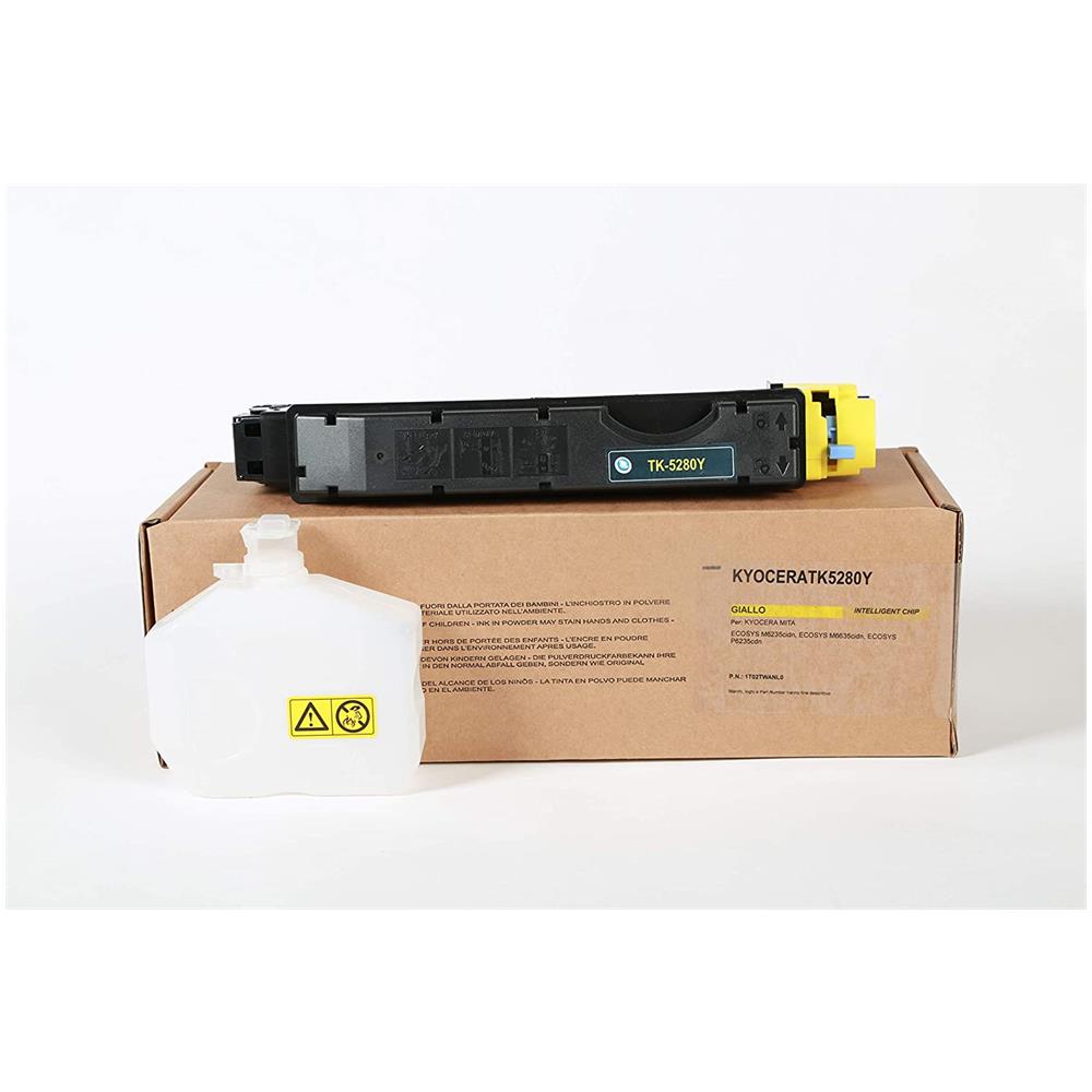 TONER COMPATIBILE - Kyocera Tk-5280y Giallo 1t02twanl0 Per Ecosys M6235cidn, Ecosys M6635cidn, Ecosys P6235cdn Fornito Di Intelligent Chip Capacità 11000 Copie Made In Italy - Foto 2
