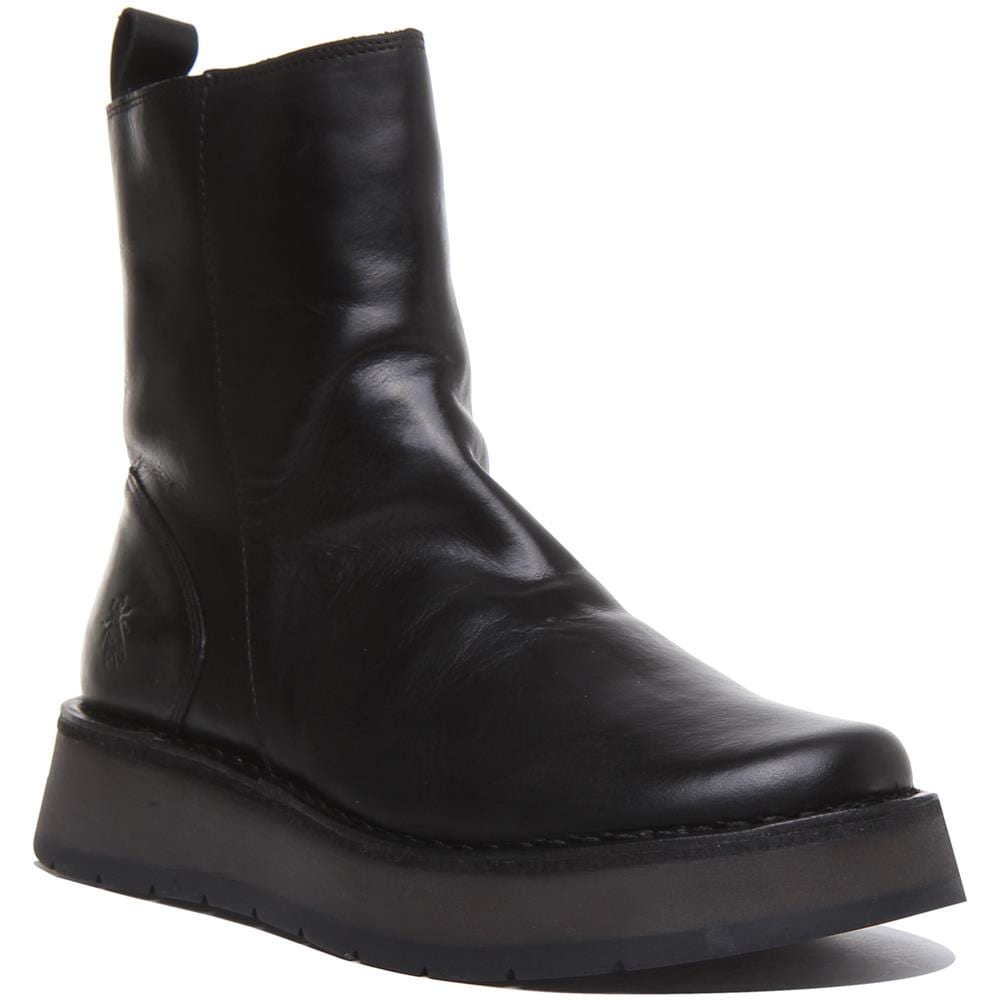 Pelle Reno053 Piattaperma Sole Stivaletti In Nero Per Le Donne - Foto 1