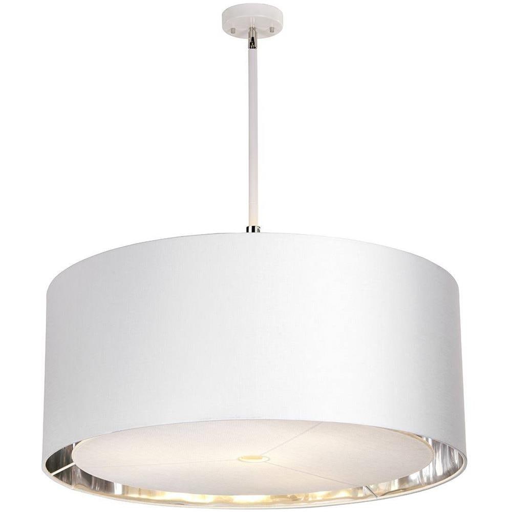 Lampadario A Sospensione Rotondo Grande A 4 Luci Bianco, Nichel Lucido, Attacco E27 - Foto 1