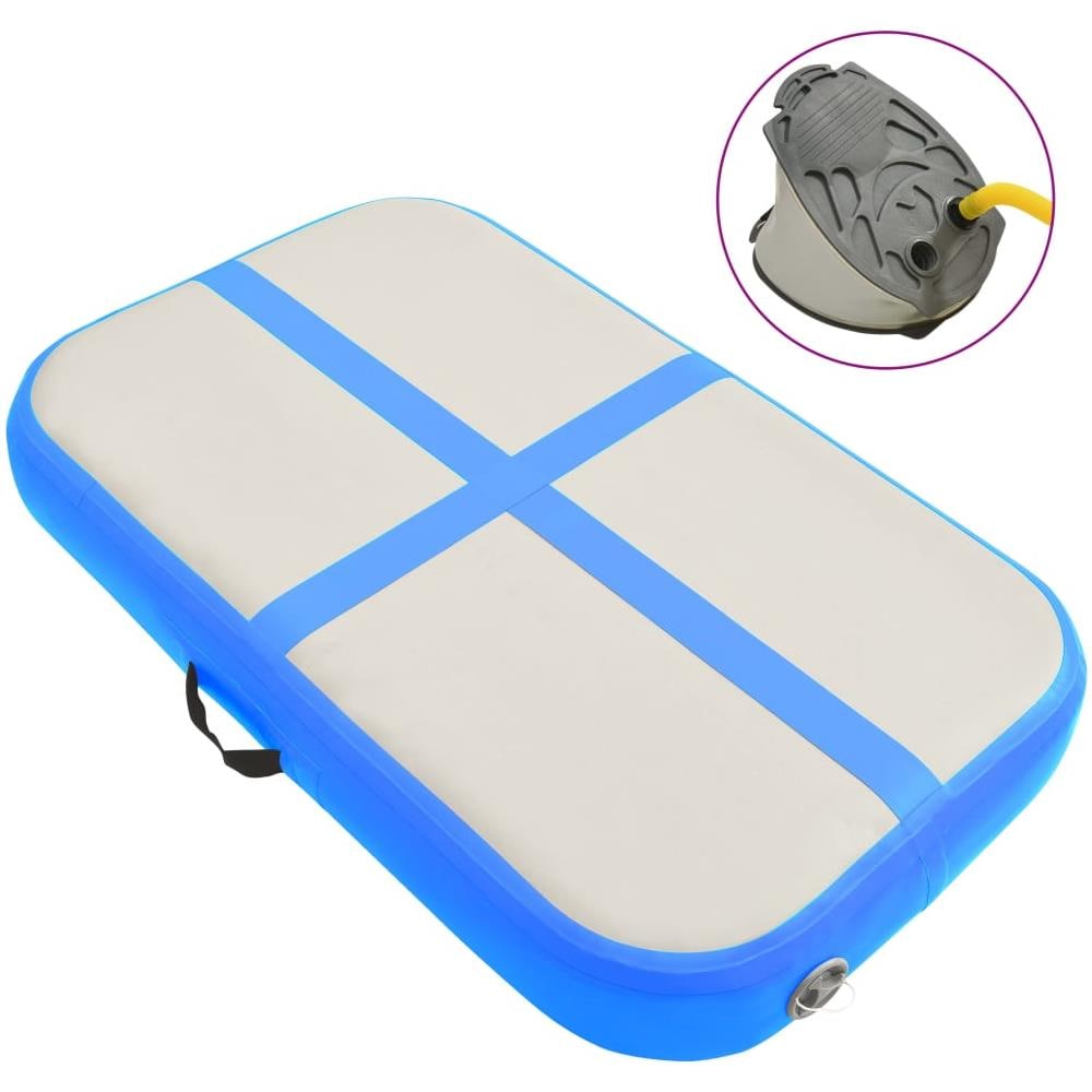 Tappetino Ginnastica Gonfiabile con Pompa 60x100x15 cm PVC Blu - Foto 1