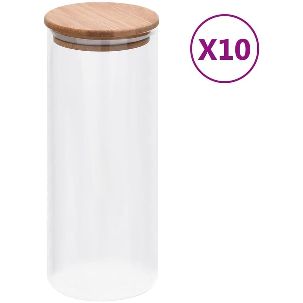 Barattoli di Vetro con Coperchio in Bambù 10 pz 1000 ml - Foto 1