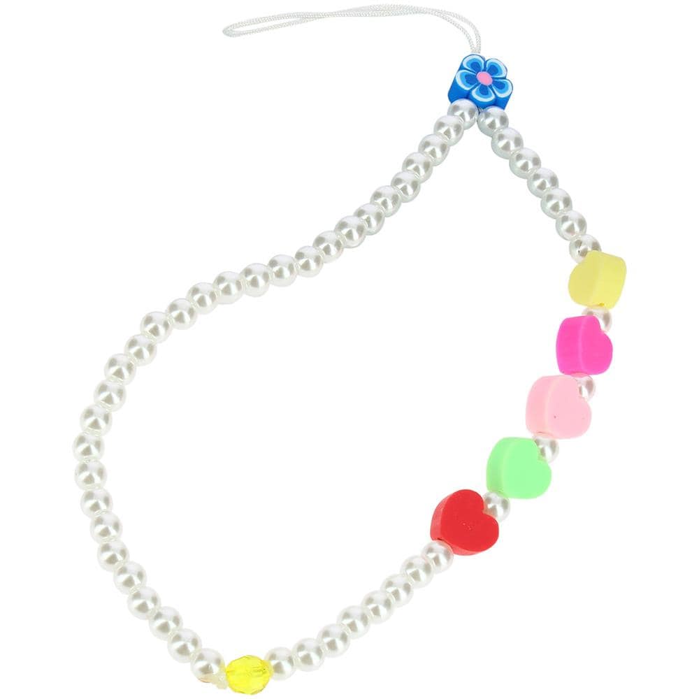 Bracciale Da Telefono 25 Cm Perle Bianche E Cuori Multicolor Collezione Lovely - Foto 5