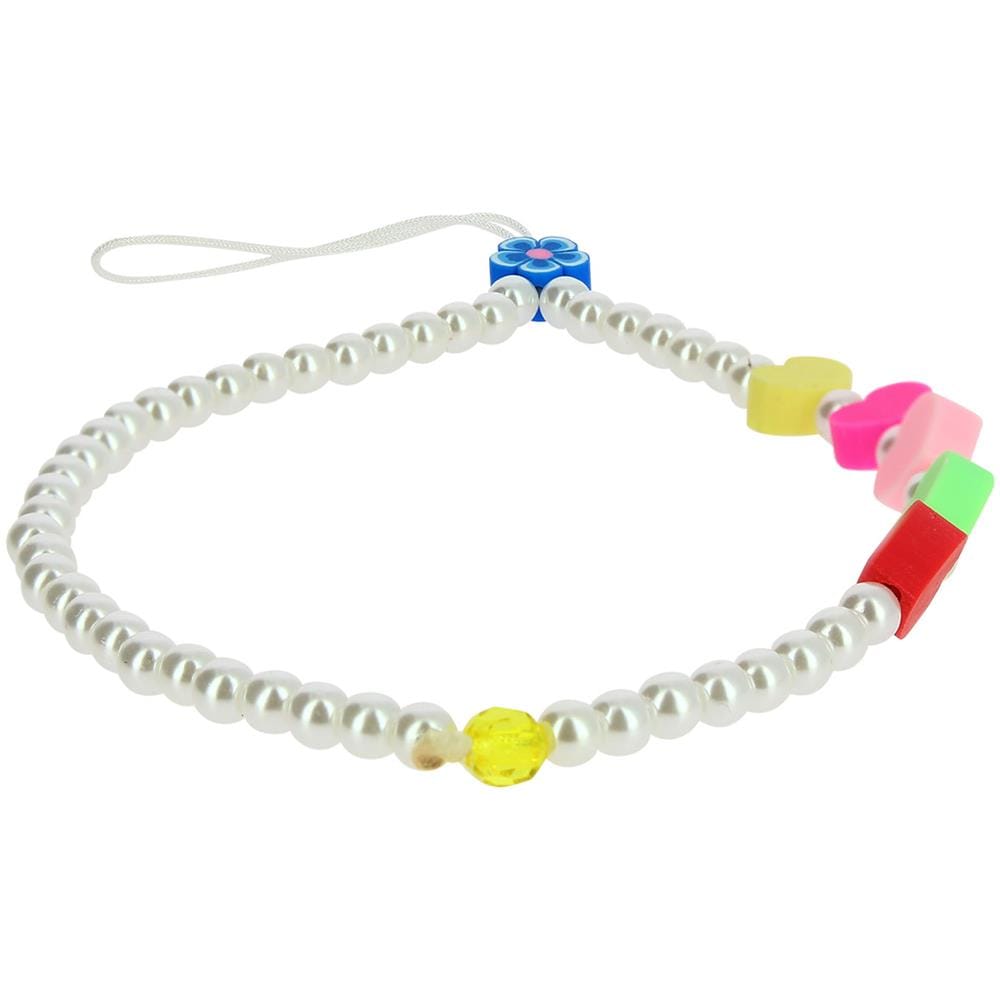 Bracciale Da Telefono 25 Cm Perle Bianche E Cuori Multicolor Collezione Lovely - Foto 1