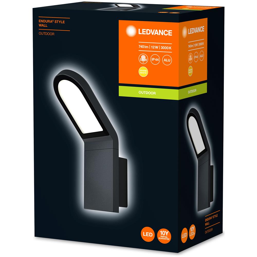 Ledvance Apparecchio Led A Parete E A Soffitto, Lampada Da Esterno, Endura® Style Wall / 11,50 W, 220…240 V, Bianco Caldo, 3000 K, Materiale: Alluminio, Ip44 - Foto 1