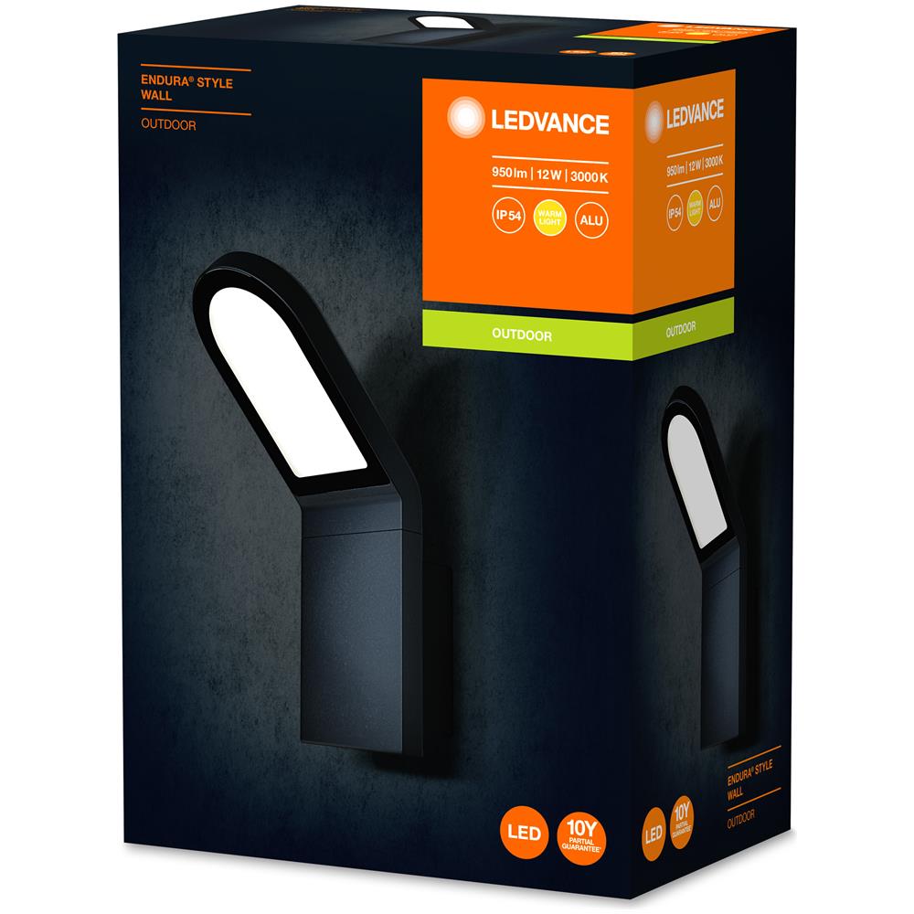 Ledvance Apparecchio Led A Parete E A Soffitto, Lampada Da Esterno, Endura® Style Wall / 11,50 W, 220…240 V, Bianco Caldo, 3000 K, Materiale: Alluminio, Ip44 - Foto 4