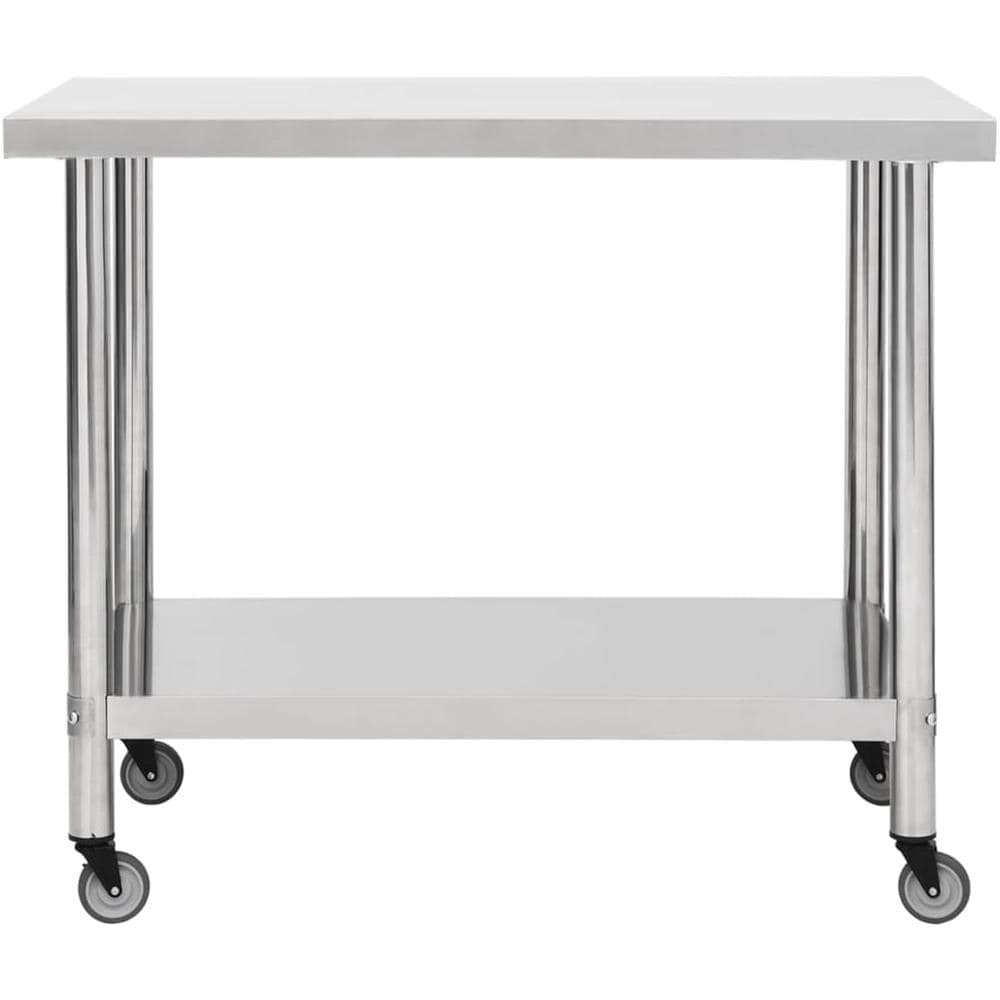 Tavolo Da Lavoro Cucina Con Ruote 80x60x85 Cm In Acciaio Inox - Foto 3