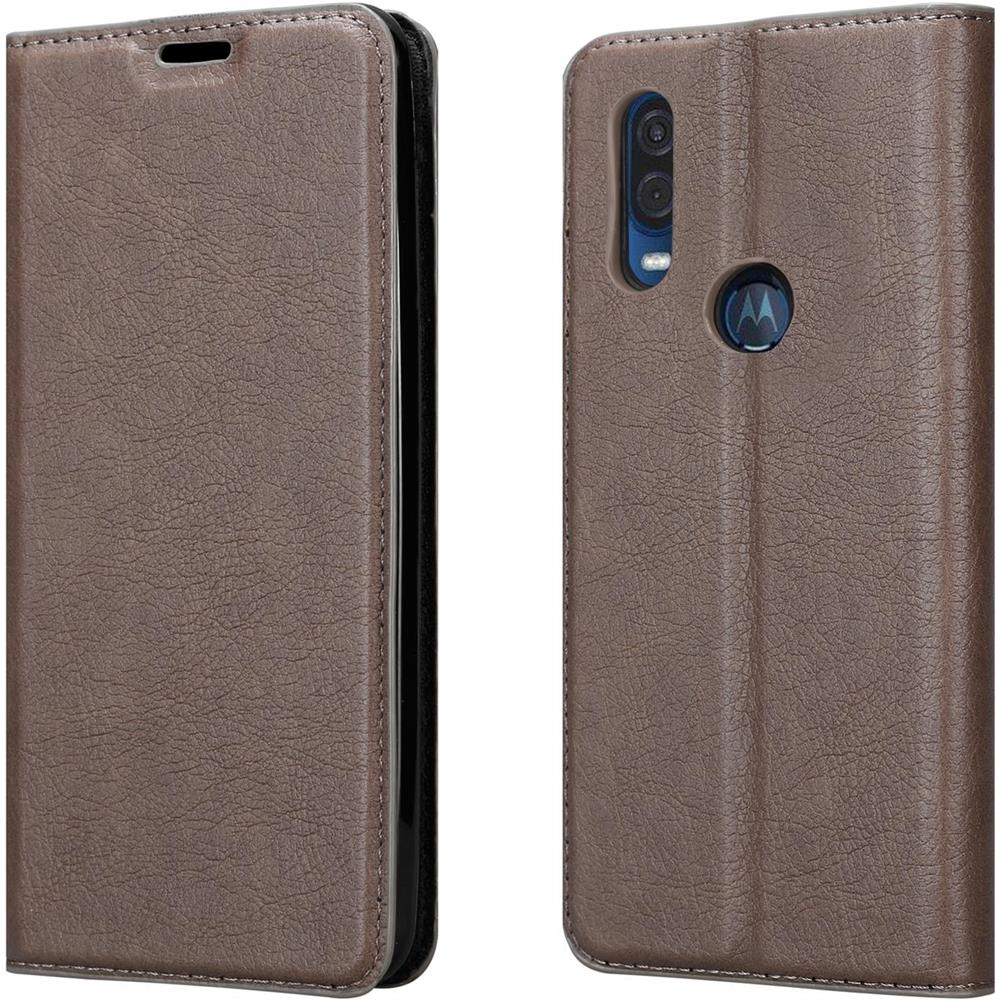 Custodia Compatibile Con Motorola One Vision In Bruno Caffè - Coperchio Protettiva Con Chiusura Magnetica, Funzione Stand E Tasca Per Le Carte - Foto 8