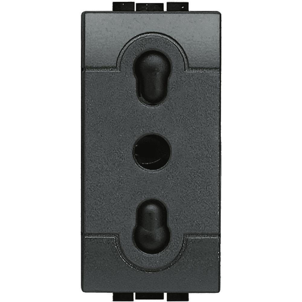 Presa Bipasso 2p+t 250 Vac, Presa 10/16a Con Alveoli Protetti, Interasse 19mm E 26mm Colore Antracite, Serie Living - Foto 1