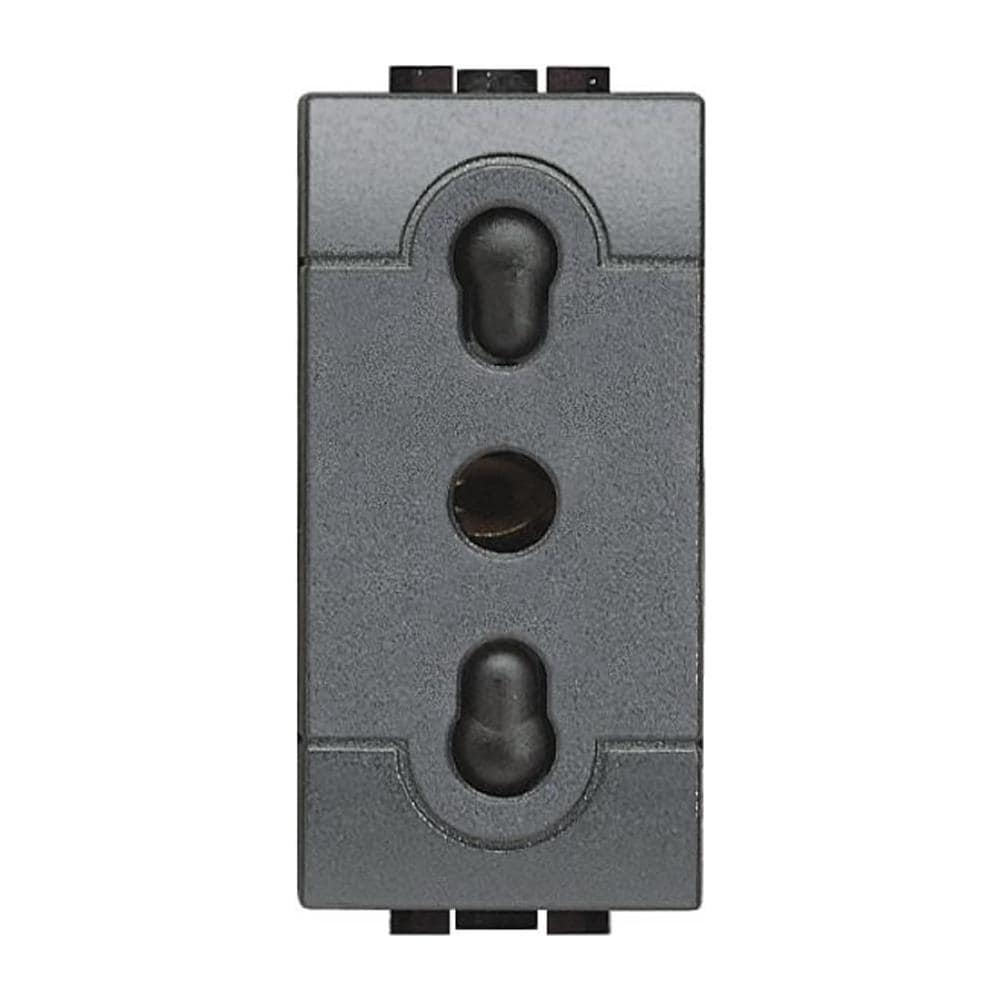 Presa Bipasso 2p+t 250 Vac, Presa 10/16a Con Alveoli Protetti, Interasse 19mm E 26mm Colore Antracite, Serie Living - Foto 2