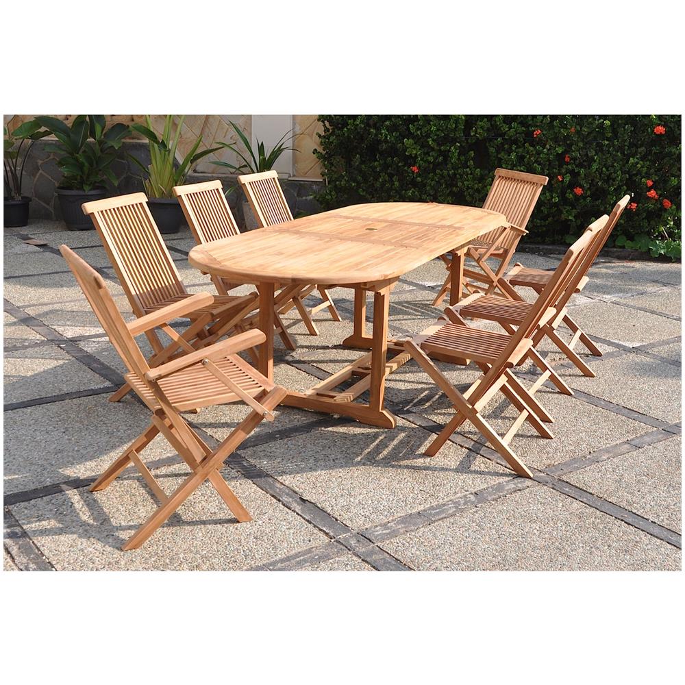 Set Di Mobili Da Giardino In Teak Massiccio Per 8-10 Persone - Tavolo Ovale + 6 Sedie + 2 Poltrone Kajang - Foto 2