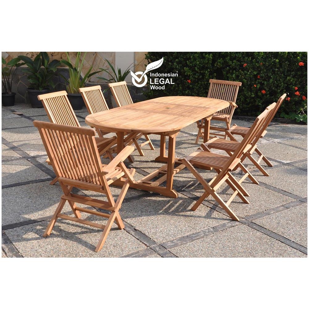 Set Di Mobili Da Giardino In Teak Massiccio Per 8-10 Persone - Tavolo Ovale + 6 Sedie + 2 Poltrone Kajang - Foto 1