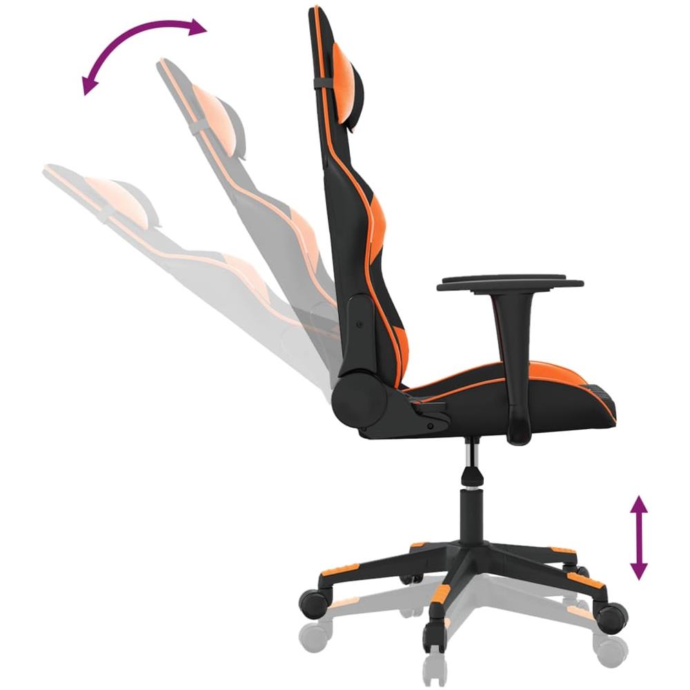 Sedia da Gaming Massaggiante Nero e Arancione in Similpelle - Foto 2