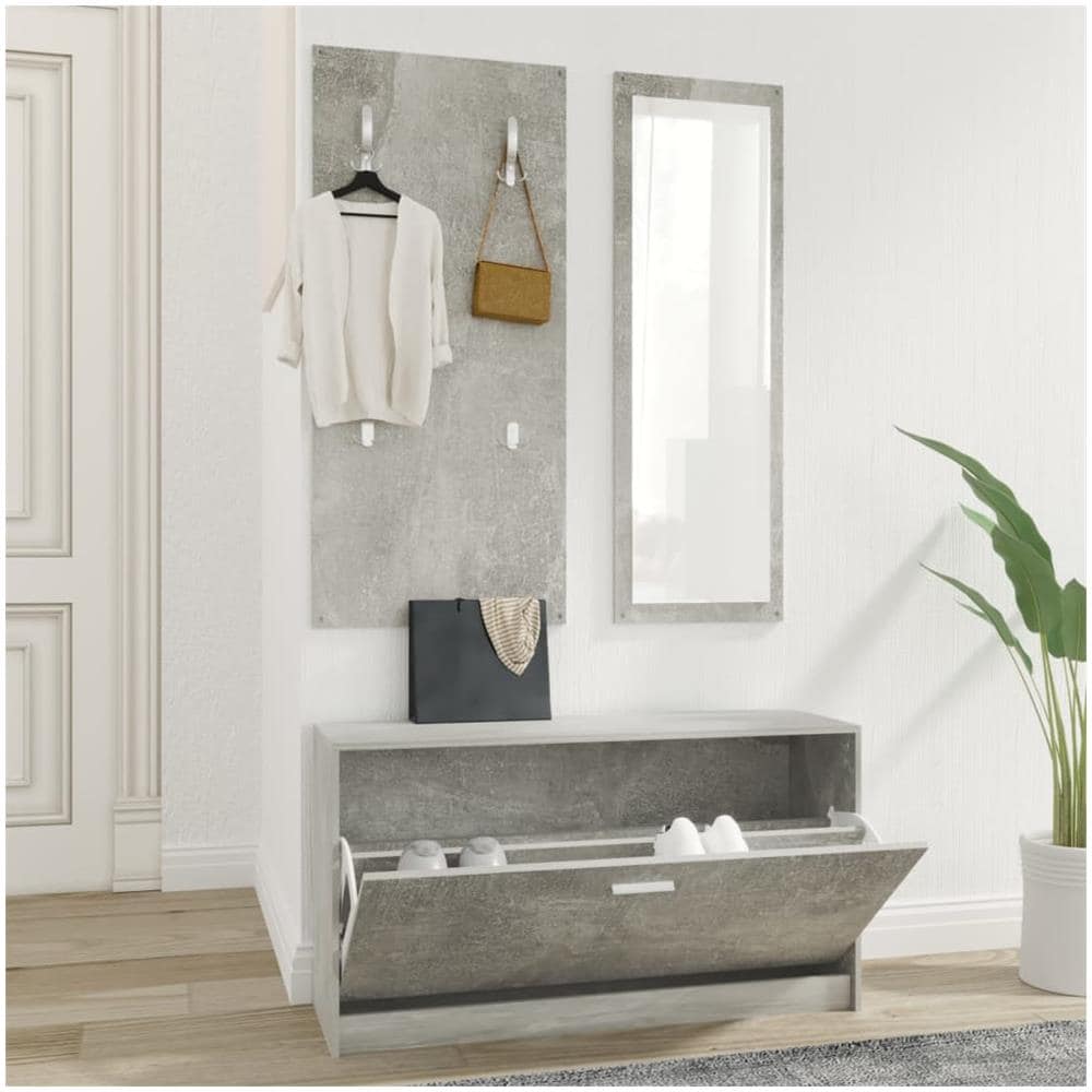 Set Scarpiere 3 In 1 Grigio Cemento In Legno Multistrato - Foto 1