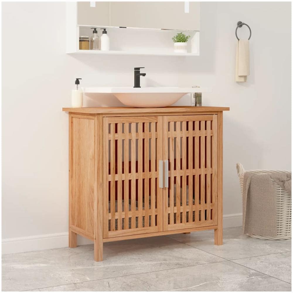 Mobile Lavabo da Bagno 66x29x61,5cm Legno Massello di Noce - Foto 1