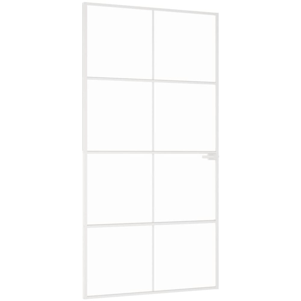 Porta Interna Bianca 102x201,5cm Vetro Temperato Alluminio Slim - Foto 2