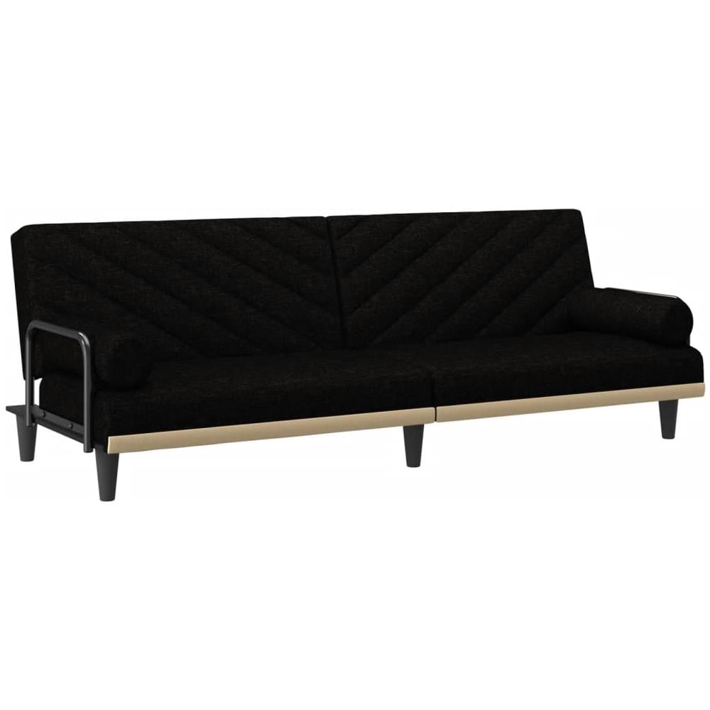 Divano Letto Con Braccioli Nero In Tessuto - Foto 2
