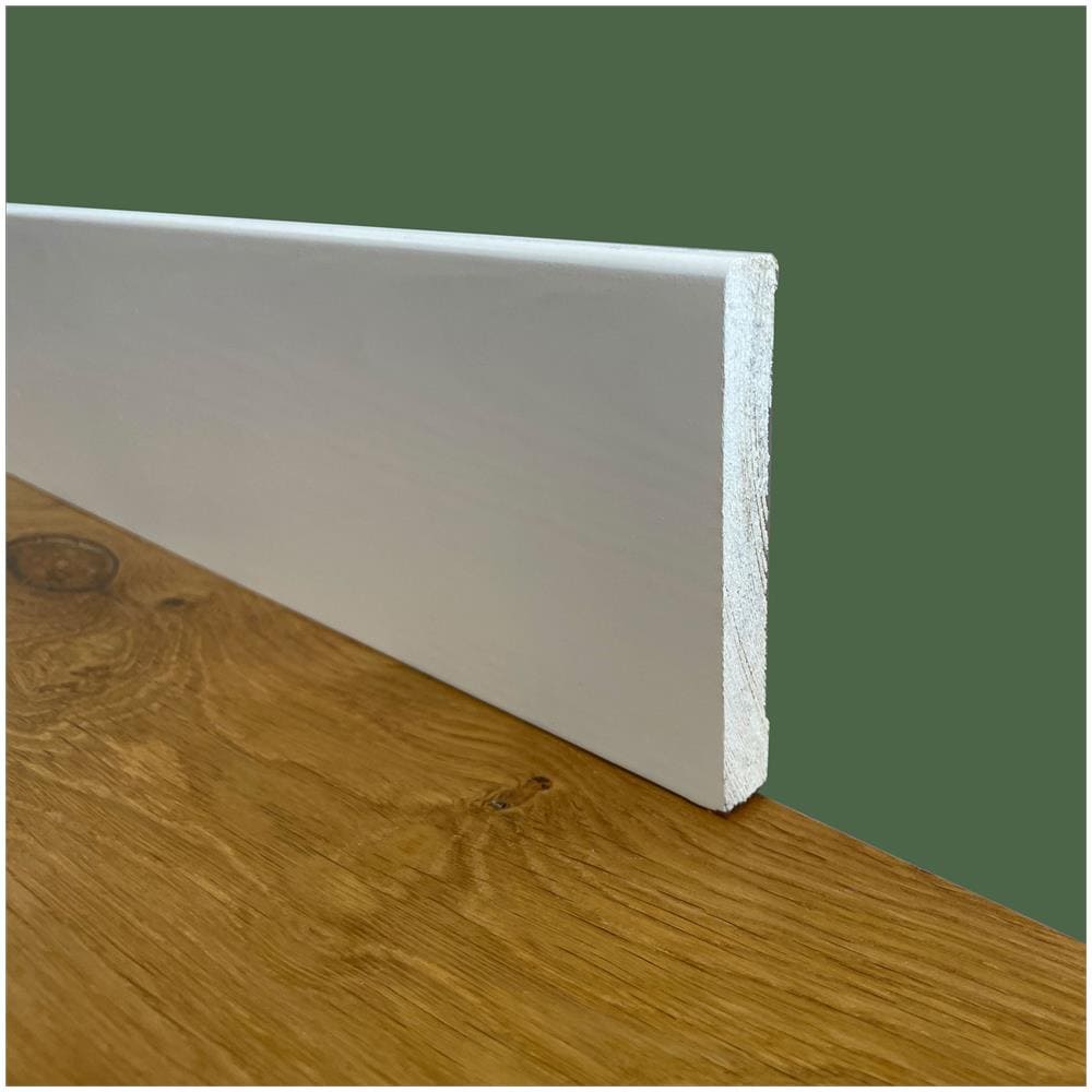 100ml Di Battiscopa Premium In Legno Massello Squadrato 95x12 Laccato Bianco - Foto 1