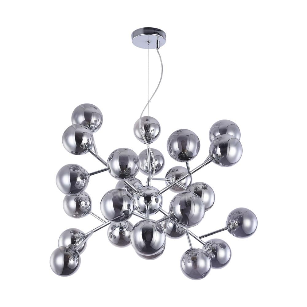 Lampadario Contemporaneo Dallas Metallo Cromo 24 Luci Diffusori Fumè - Foto 1