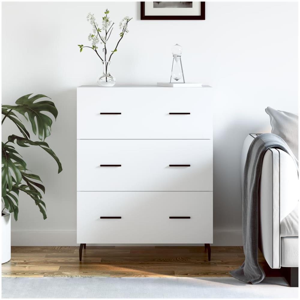 Credenza Bianca 69,5x34x90 Cm In Legno Multistrato - Foto 1