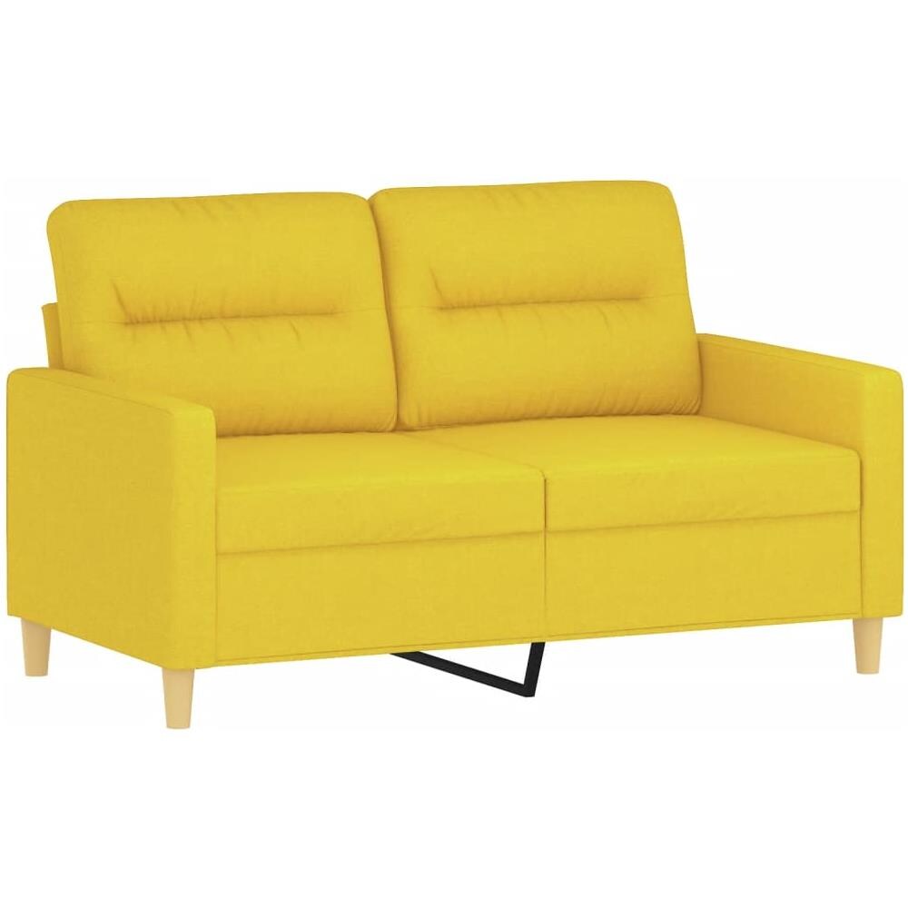 Set Di Divani 3 Pz Con Cuscini Giallo Chiaro In Tessuto - Foto 3