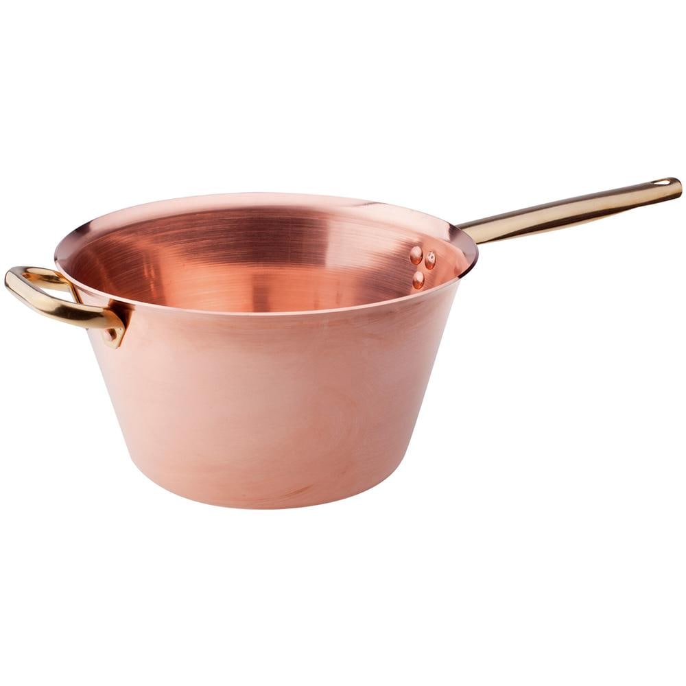 Paiolo In Rame Per Polenta Rame Liscio Senza Stagnatura Con Manico Tubolare E Maniglia Ottone - Diametro Cm 20 - Altezza Cm 13-capacità Lt 3 - Foto 1