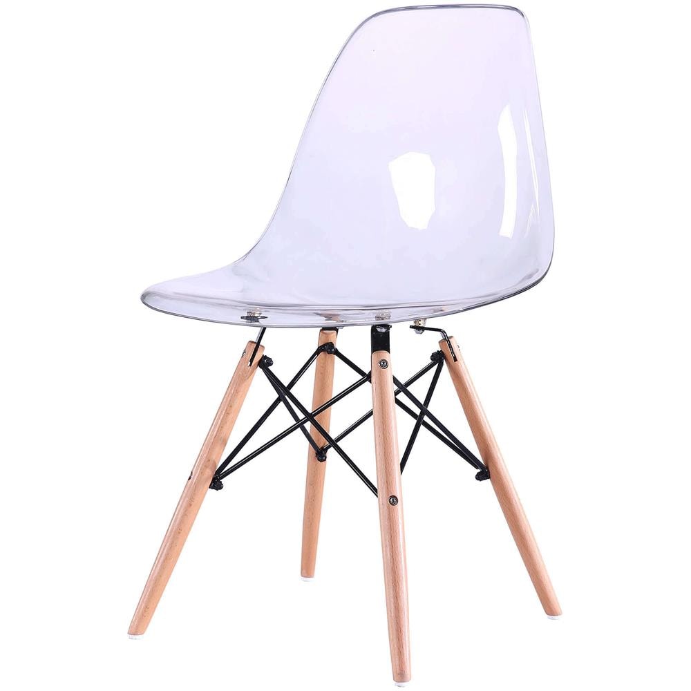 Juliette - Sedia Stile Nordico Trasparente Con Gambe In Legno Set Da 6 - Foto 2