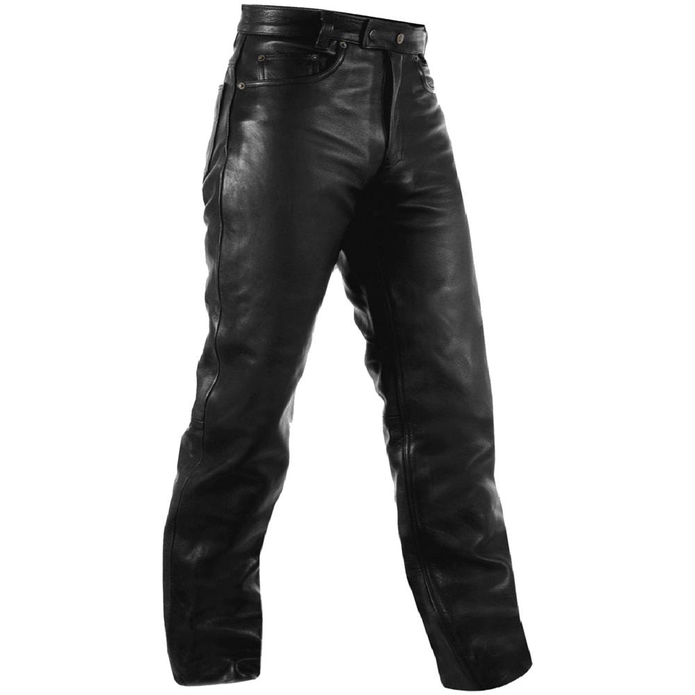 Pantaloni Pelle Moto Custom Chopper Jeans 5 Tasche Jeans Cuoio Nero 42 - Foto 1