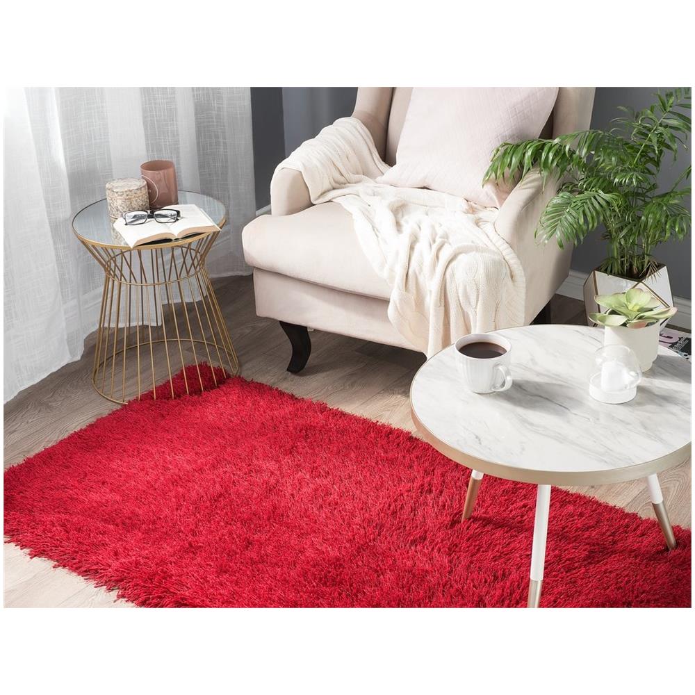 Tappeto Pelo Lungo 80 X 150 Cm Rosso Cide - Foto 2