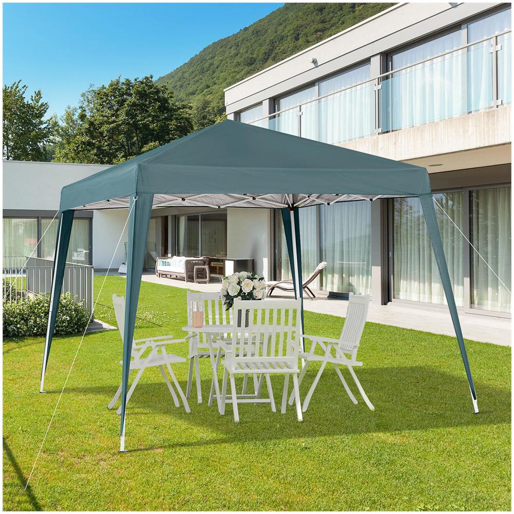 Gazebo Pieghevole da Giardino Realizzato in Acciao e Poliestere Dimensioni 2,40 x 2,40 x 2,50 mt Colore Verde - Foto 2
