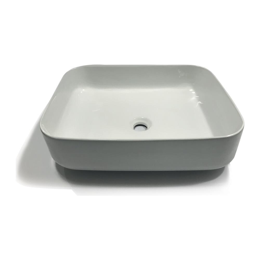 Lavabo Da Appoggio Rettangolare In Ceramica Bianco Lucido - Foto 1