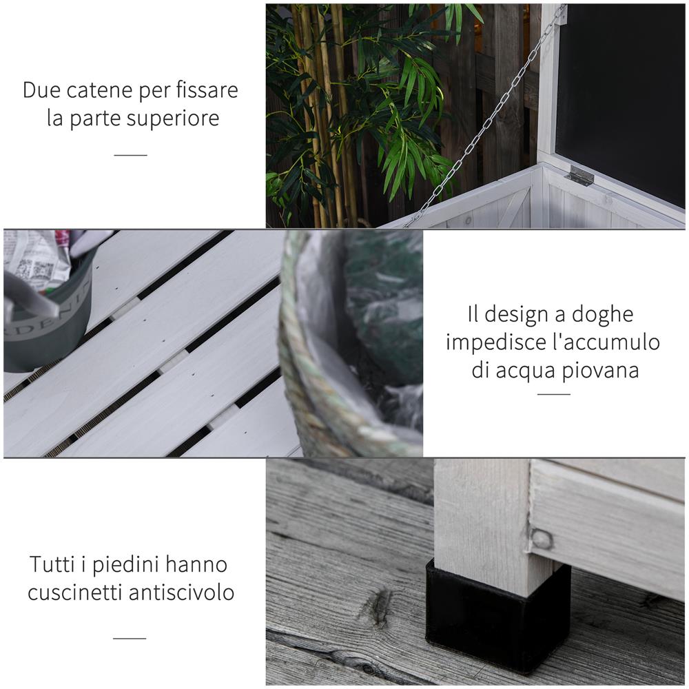 Panca Contenitore In Legno Di Abete Cassapanca Da Esterno Bianco - Foto 8