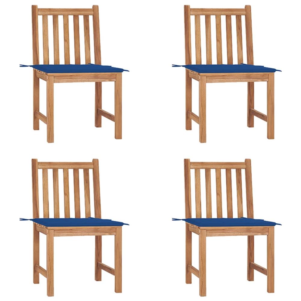 Sedie da Giardino 4 pz con Cuscini in Legno Massello di Teak - Foto 1