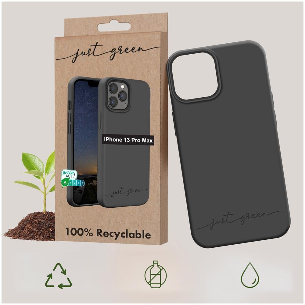 Cover Biodegradabile Per Iphone 13 Pro Max Just Green Nera - Foto 6