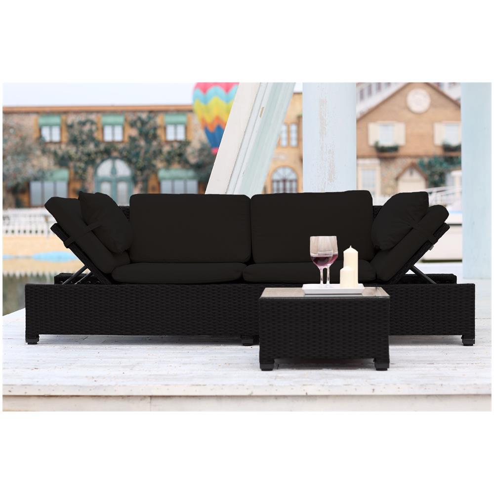 Salotto Da Giardino In Resina Intrecciata Nero/nero Corfou - Foto 1