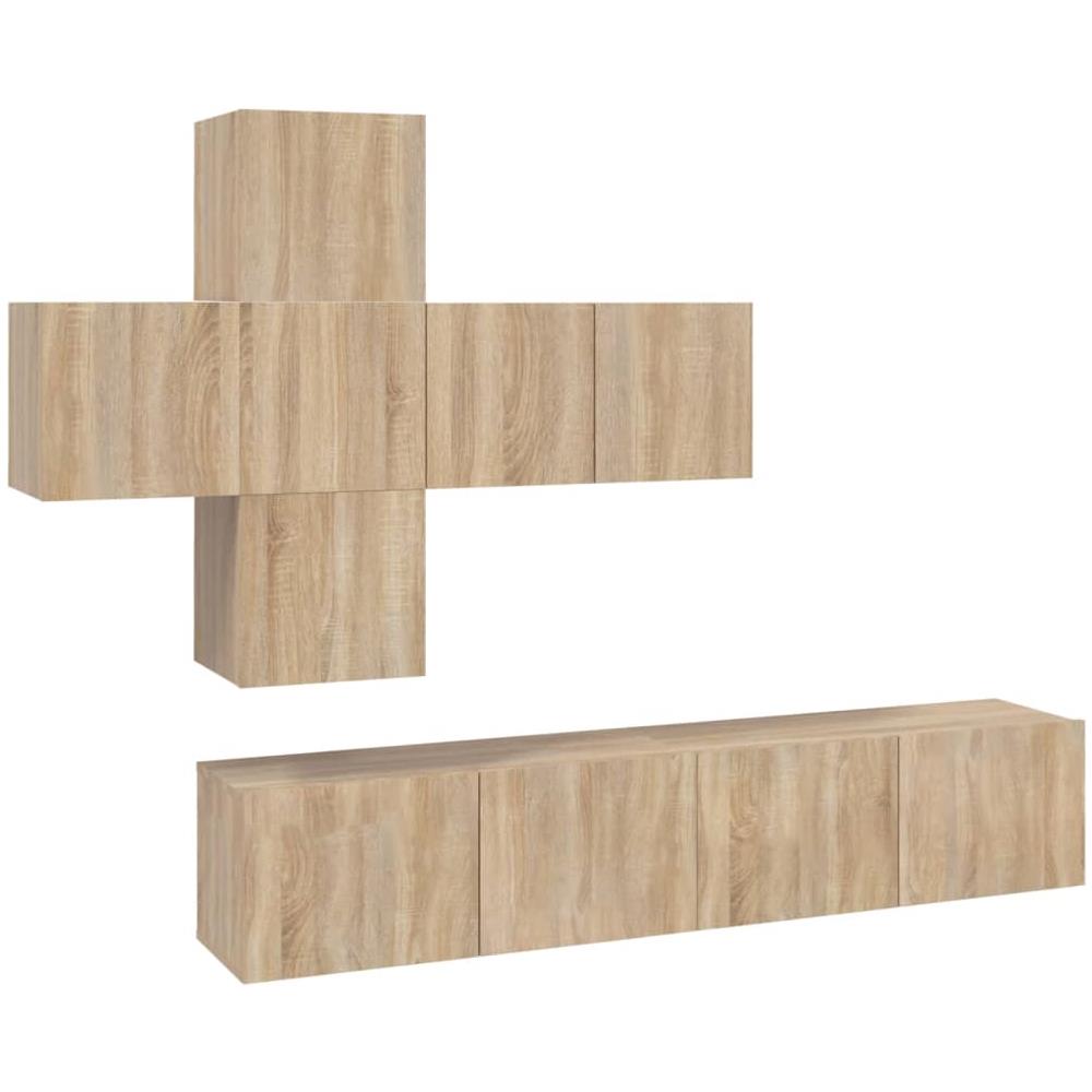 Set Di Mobili Tv 7 Pz Rovere Sonoma In Legno Multistrato - Foto 2