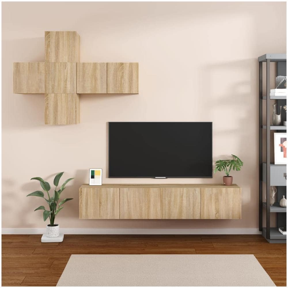 Set Di Mobili Tv 7 Pz Rovere Sonoma In Legno Multistrato - Foto 1