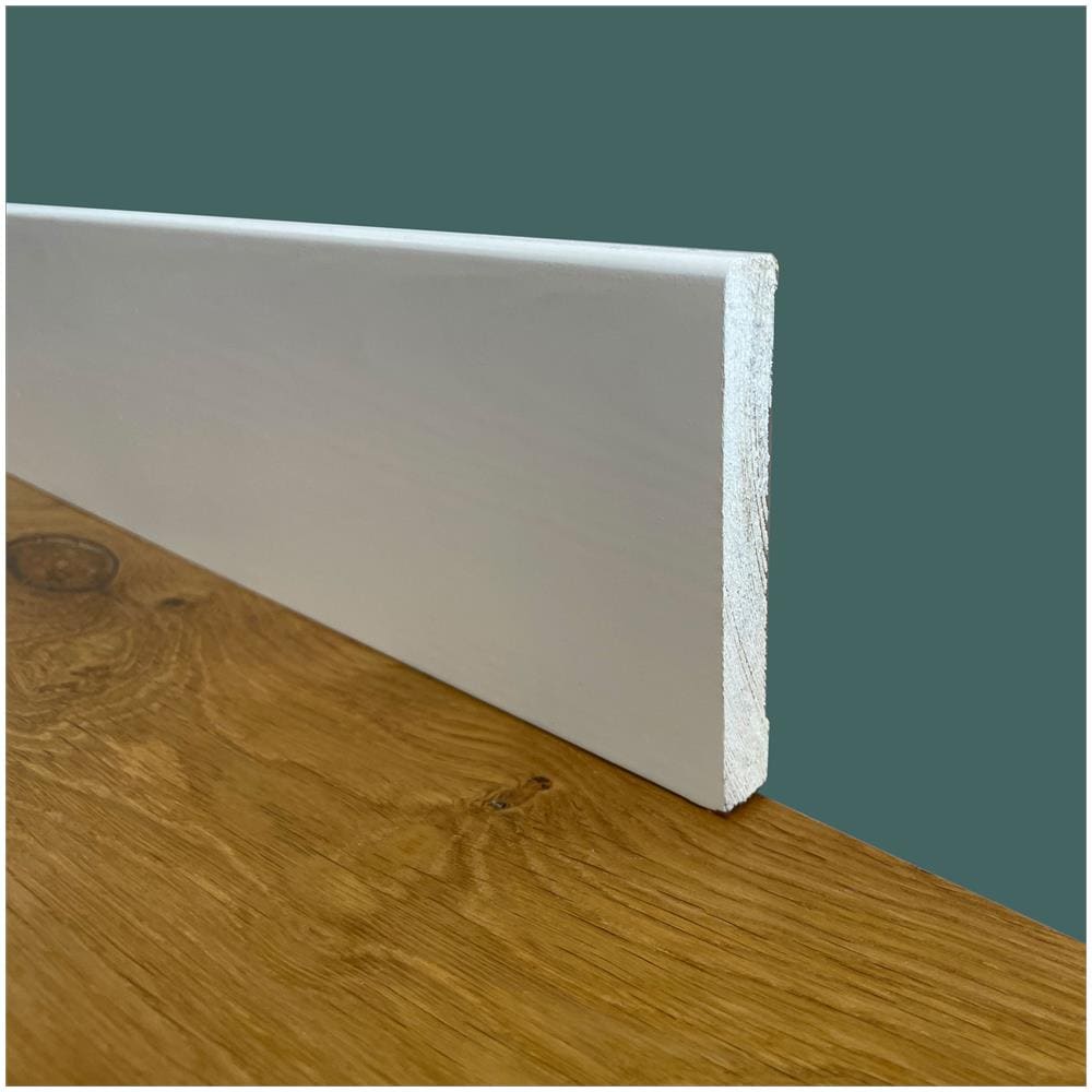 Battiscopa Premium In Legno Massello Squadrato 95x12 Laccato Bianco Liscio (prezzo Al Metro) - Foto 1