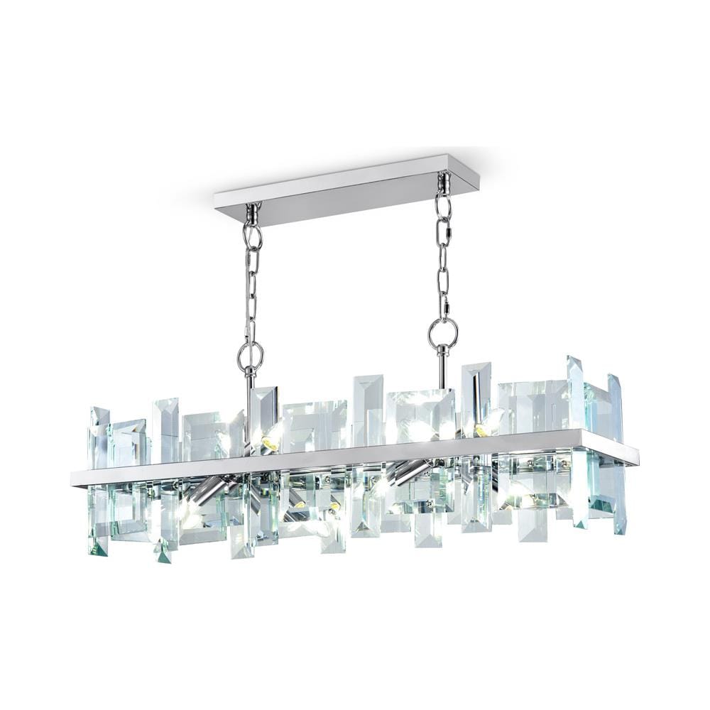 Lampadario Contemporaneo Cerezo Metallo Cromo 8 Luci Diffusori Vetro E Metallo - Foto 1