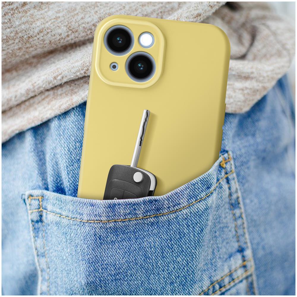 Cover Per Iphone 15 Fotocamera Protetta Soft-touch Serie Sweet Gialla - Foto 2