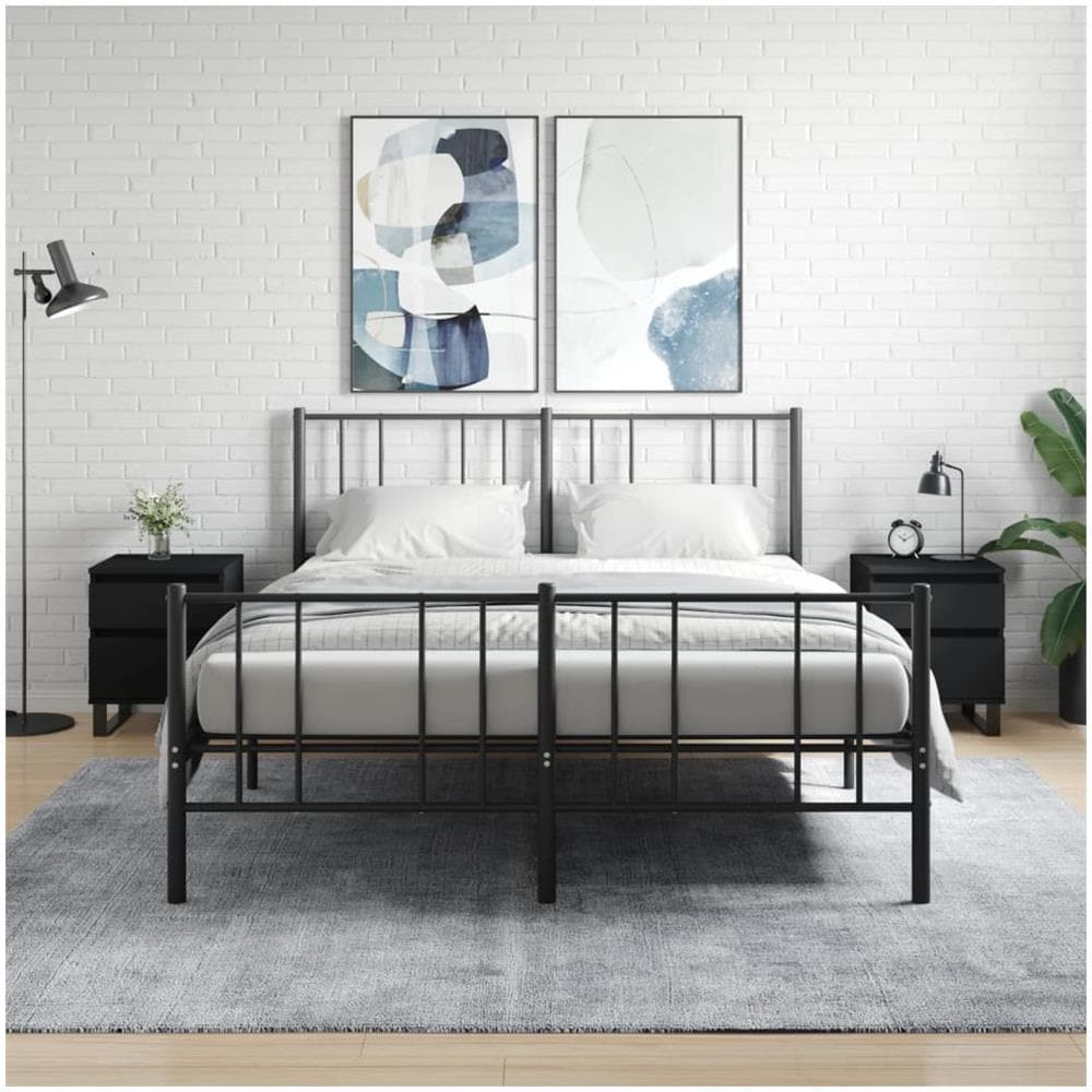 Comodini 2pz Neri 40x35x50 Cm In Legno Multistrato - Foto 1