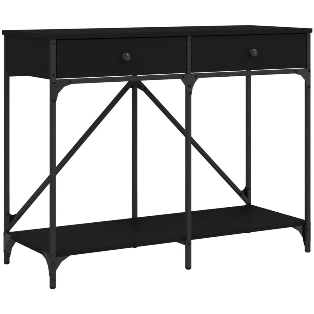 Tavolino Consolle Nero 100x39x78,5 Cm In Legno Multistrato - Foto 2