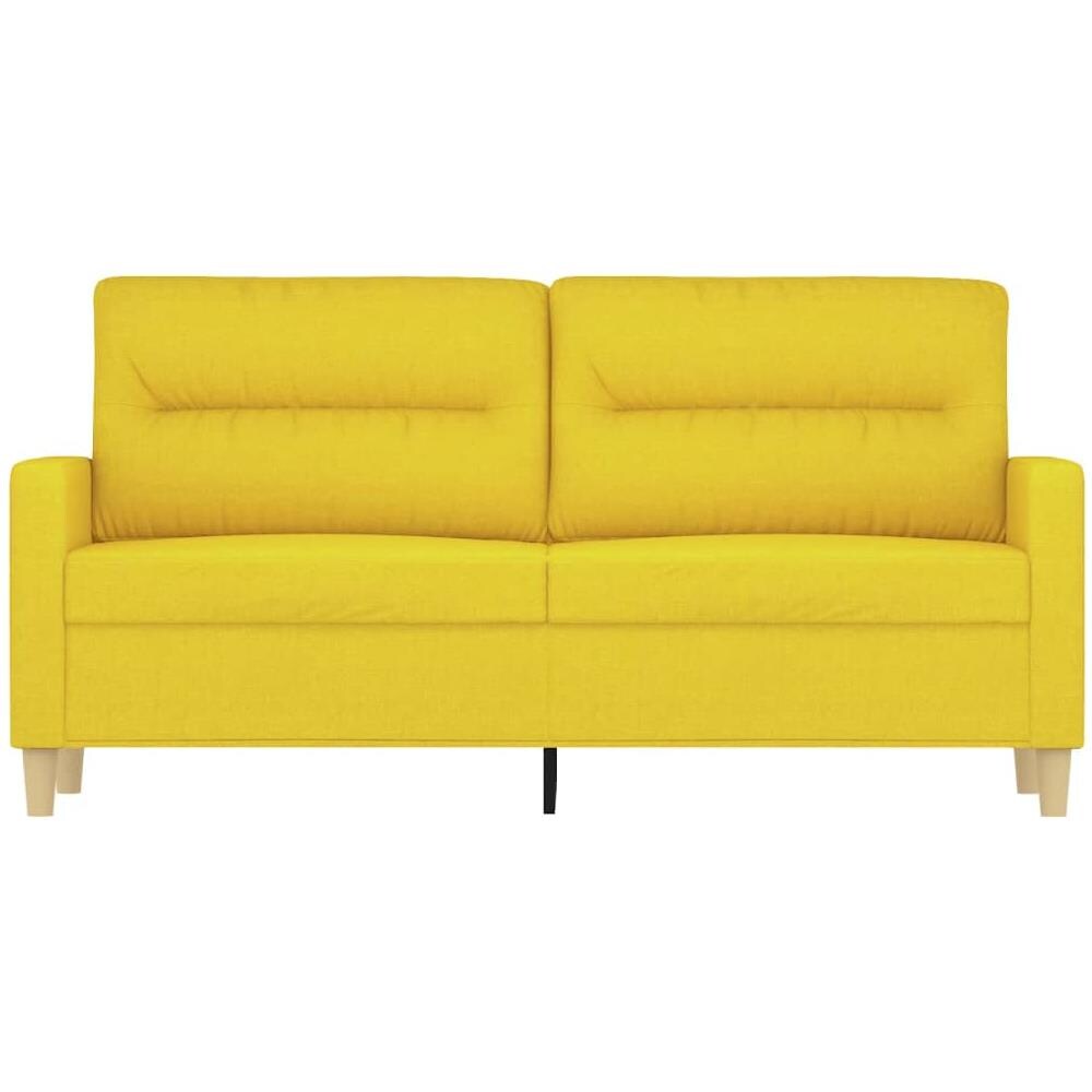 Divano A 2 Posti Giallo Chiaro 140 Cm In Tessuto - Foto 3